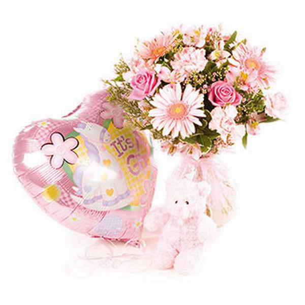 מתנות ליולדת -פרחים בובה ובלון 018 